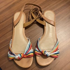 VC John Camuto leather rainbow and tan ankle wrap flat sandals size 8
